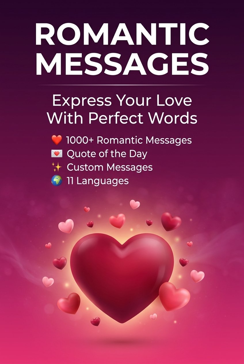Romantic Messages categories inside the app